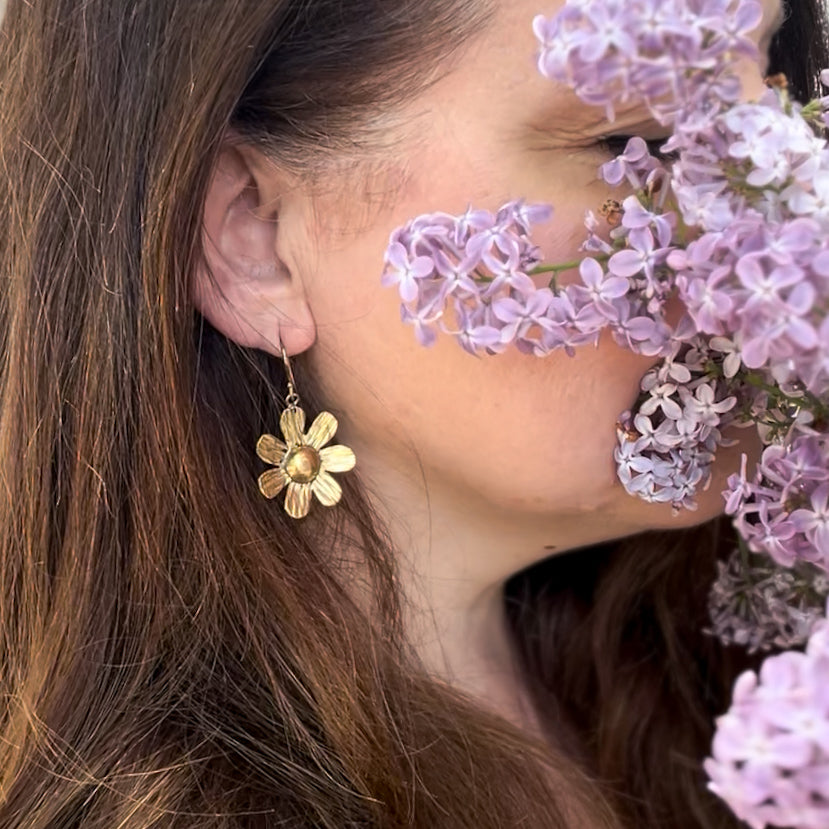Ua Earrings - brass flower earrings