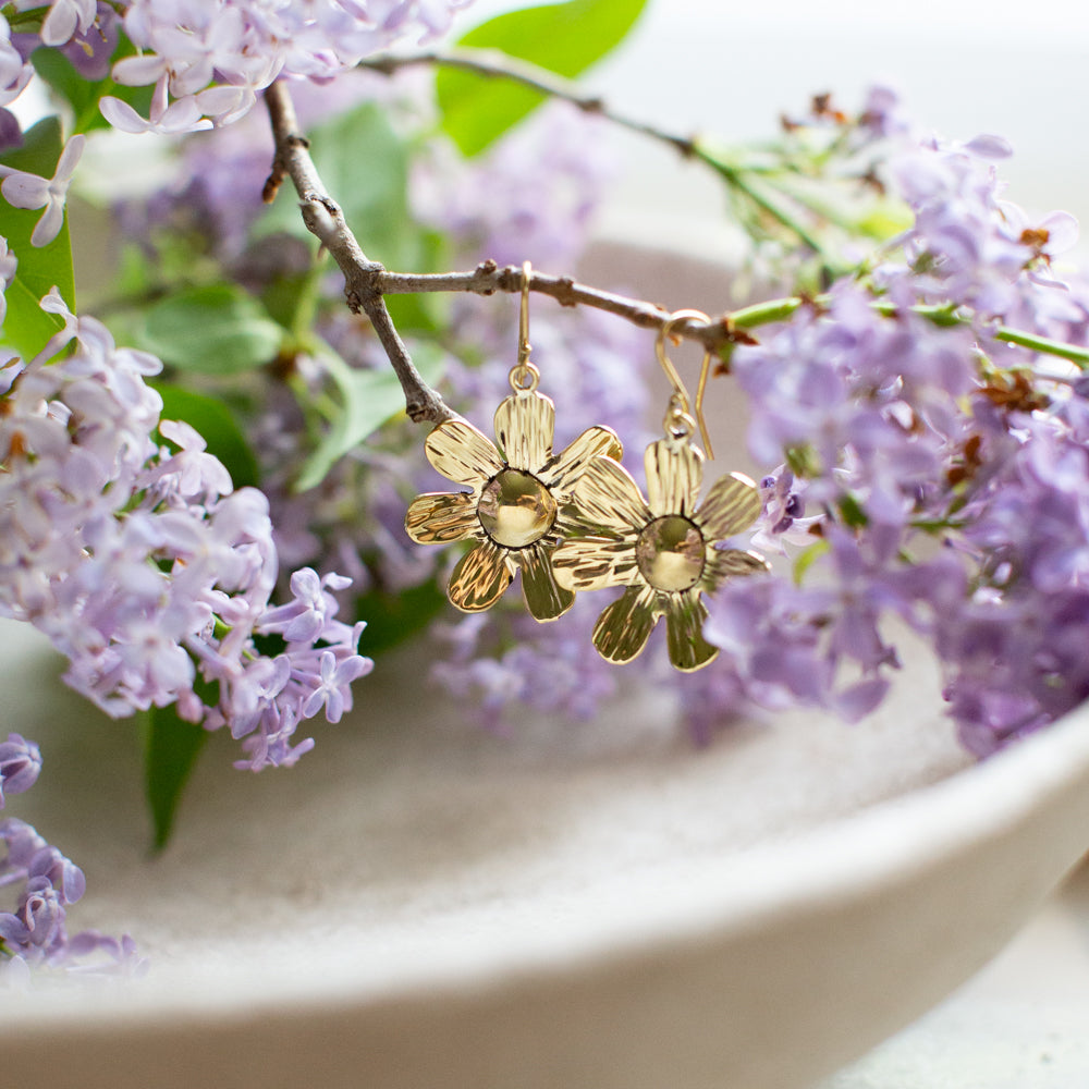 Ua Earrings - brass flower earrings