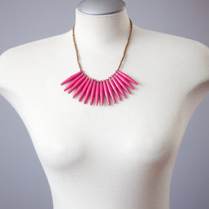 Pink Paper Bead Fringe Necklace - JustOne