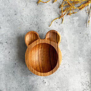 JustOne's small bear shaped wooden bowl handcrafted in Kenya
