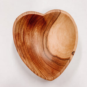 JustOne's small wooden heart bowl, handcrafted in Kenya